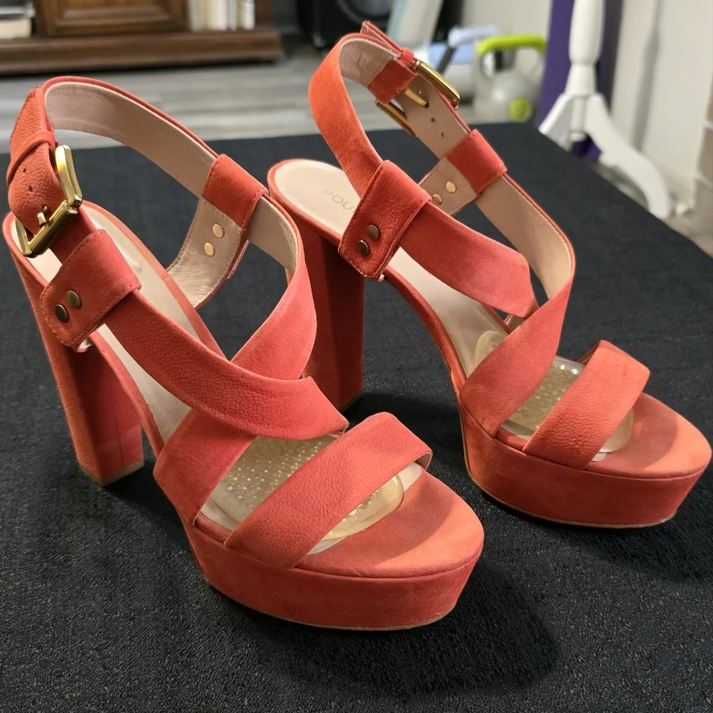 Pour La Victoire Orange Platform Sandals